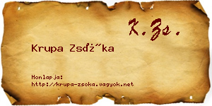 Krupa Zsóka névjegykártya